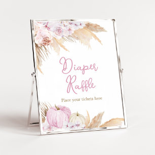 Affiche Baby shower Citrouille Boho rose Déchets Raffle
