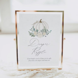 Affiche Baby shower Citrouille de verdure fleurie Raffle d