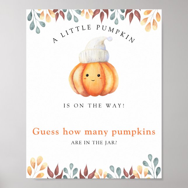 Affiche Baby shower citrouille devine combien de citrouill (Devant)