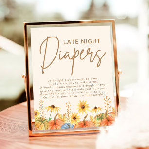 Affiche Baby shower citrouille Late Night Diapers
