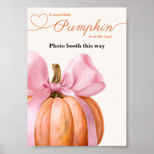 Affiche Baby shower Citrouille Pink Bow "Photo Booth This