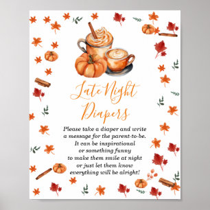 Affiche Baby shower Citrouille Spice Café tard dans la nui
