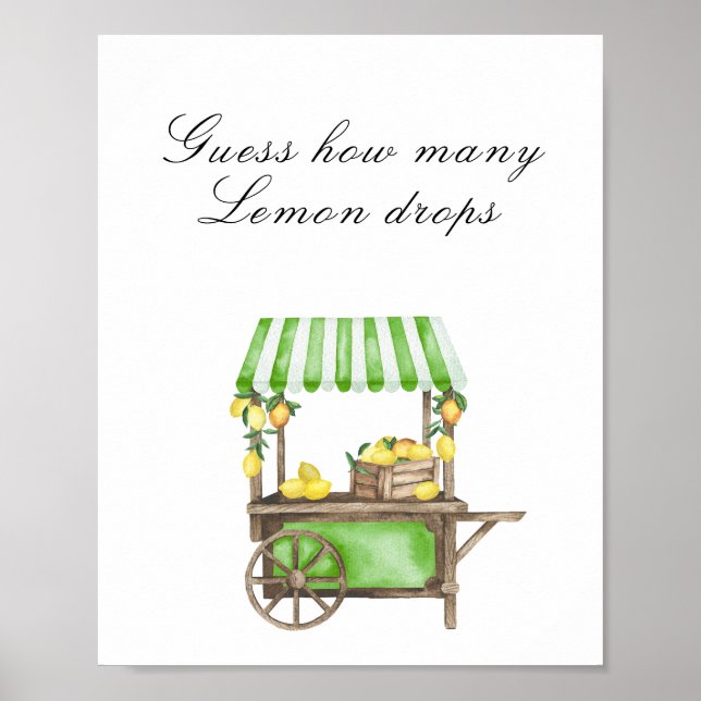 Affiche Baby shower citrus - Jeu de devinette (Devant)