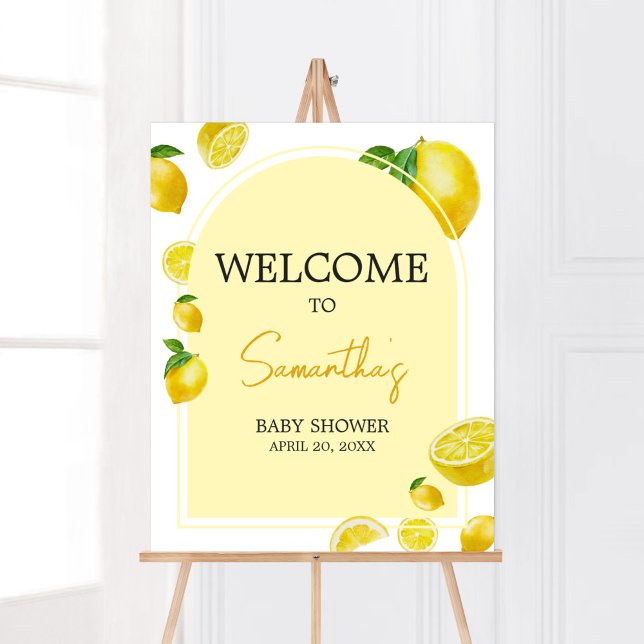 Affiche Baby shower Citrus Lemon Bienvenue (Sweet Little One Citrus Baby Shower Welcome Sign)