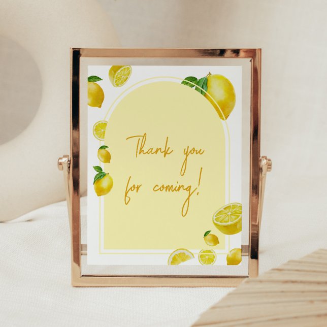 Affiche Baby shower Citrus Lemon Merci pour venir (Sweet Little One Citrus Baby Shower Thank You for Coming Sign)