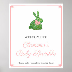 Affiche Baby shower classique de lapin de Boxwood Bienvenu