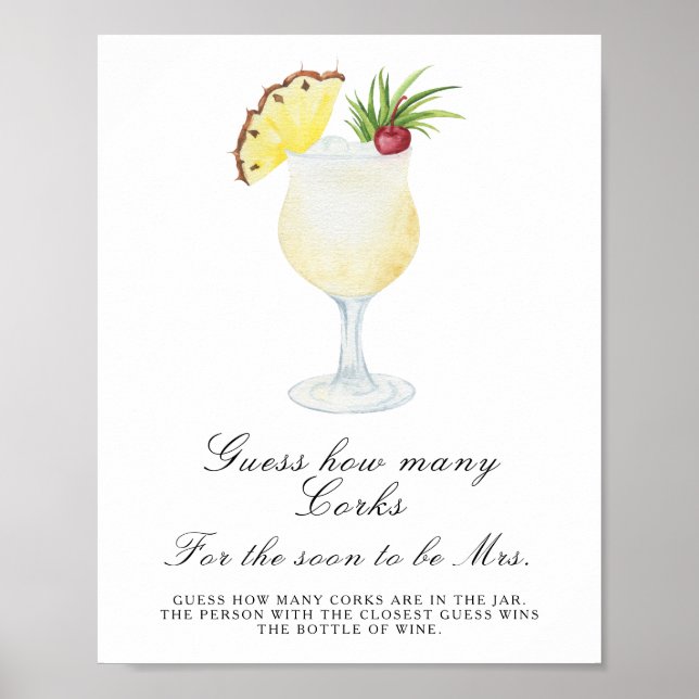 Affiche Baby shower cocktail - Devinez combien de bouchons (Devant)