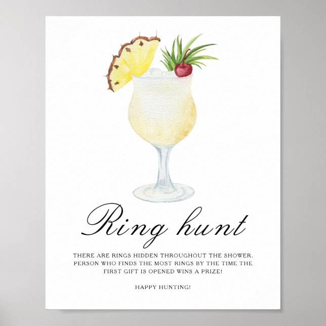 Affiche Baby shower cocktail - Jeu de chasse à l'anneau (Devant)