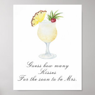 Affiche Baby shower cocktail - Jeu de combien de baisers