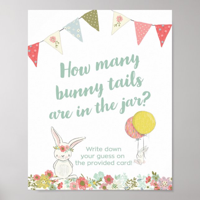 Affiche Baby shower Combien de Queues de lapin sont dans l (Devant)