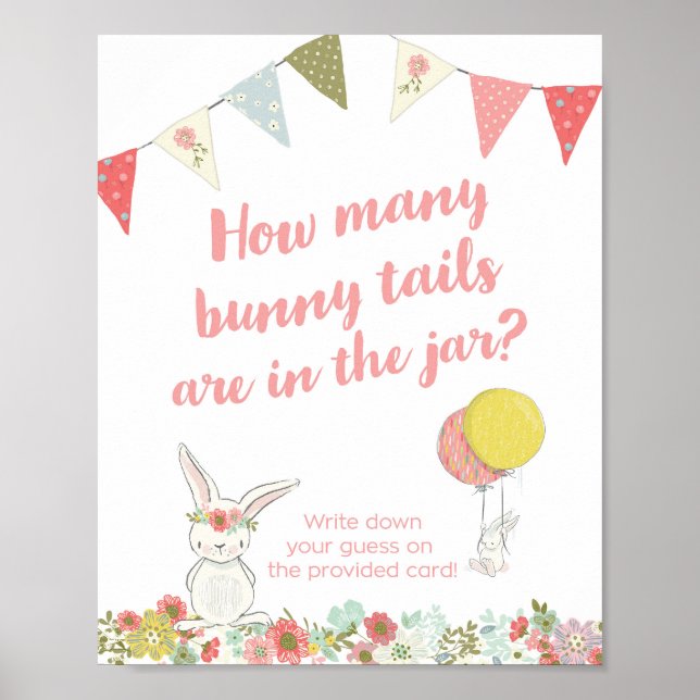 Affiche Baby shower Combien de Tails de lapin sont dans le (Devant)