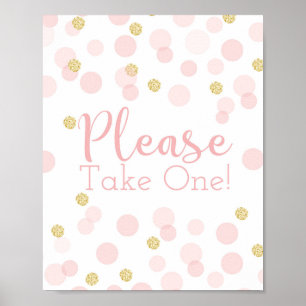 Affiche Baby shower Confetti Or Rose Prendre Un Signe