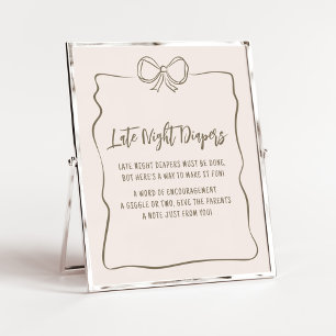 Affiche Baby shower Coquette minimaliste Late Night Diapés