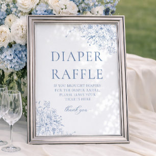 Affiche Baby Shower Couches Bébé Fleuris Bleus Tirage au S