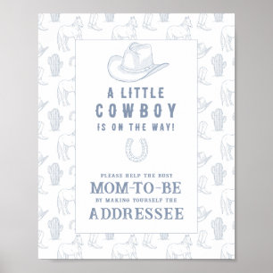 Affiche Baby shower cow-boy - Aider la future maman occupé