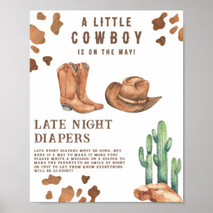 Affiche Baby shower cow-boy jeu de couche de nuit