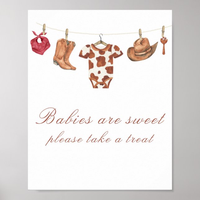 Affiche Baby-shower cow-boy - Les bébés sont mignons (Devant)
