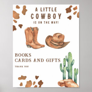 Affiche baby shower cow-boy - livres cartes et cadeaux aff