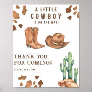 Affiche Baby-shower cow-boy Merci d'être venu