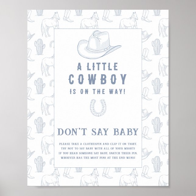 Affiche Baby-shower cow-boy Ne dites pas bébé  (Devant)