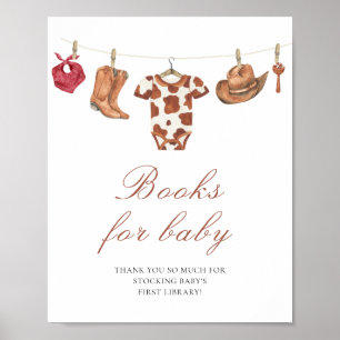 Affiche Baby shower cowboy - livres pour bébé