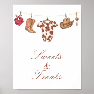 Affiche Baby-shower cowboy - Sucreries & friandises
