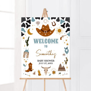 Affiche Baby shower Cowboy Wild West Bienvenue