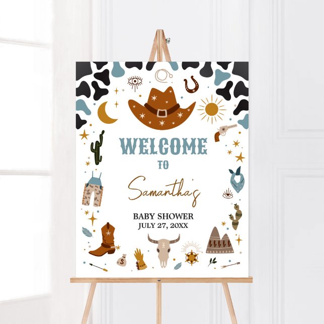 Affiche Baby shower Cowboy Wild West Bienvenue (Country Western Rodeo Baby Shower Welcome Sign)