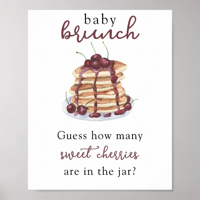 Affiche Baby shower Crêpes Devinez combien de Cerises (Devant)
