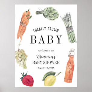 Affiche Baby shower cultivé localement Farmers Market Welc