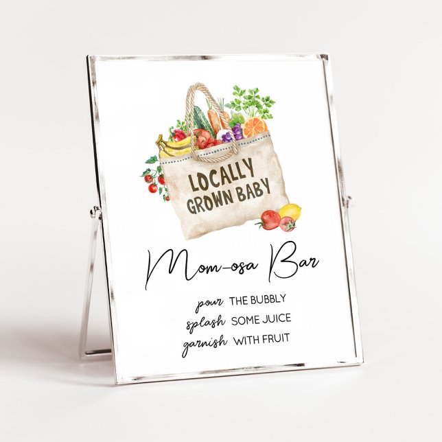 Affiche Baby shower cultivé localement Maman Osa Bar Inscr (Farmers Locally Grown Baby Shower Sign)