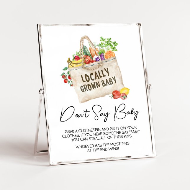 Affiche Baby shower cultivé localement Ne pas dire signe b (Farmers Locally Grown Baby Shower Sign)