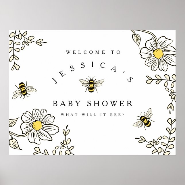Affiche Baby shower d'abeilles Bienvenue pour Bumble Bee D (Devant)