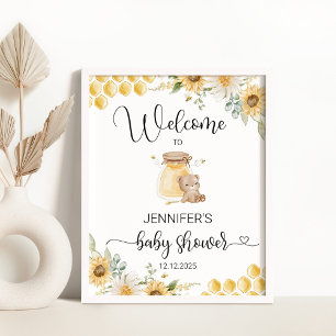 Affiche Baby shower d'abeilles de tournesol