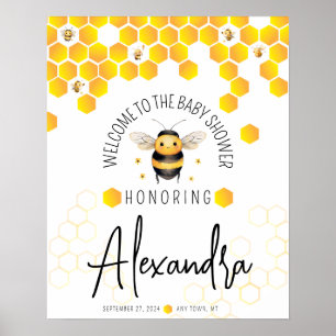 Affiche Baby shower d'abeilles Hommes et femmes Bienvenue
