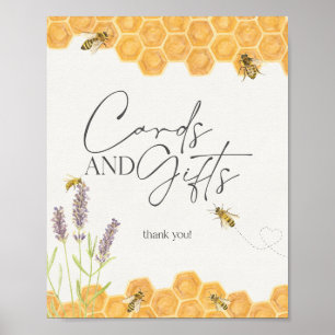 Affiche baby shower d'abeilles miel cartes et signe cadeau