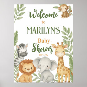Affiche Baby shower d'accueil Bébé Animaux