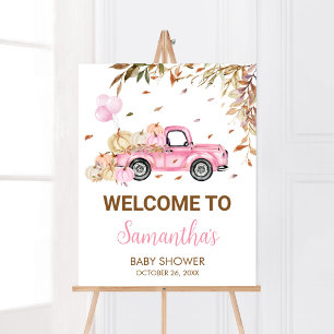 Affiche Baby shower d'accueil citrouille Pink Truck