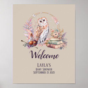 Affiche Baby shower d'accueil Magic Owl