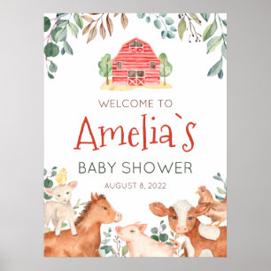 Affiche Baby shower d'accueil pour animaux de ferme