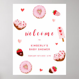 Affiche Baby shower d'accueil pour les beignets de petite 