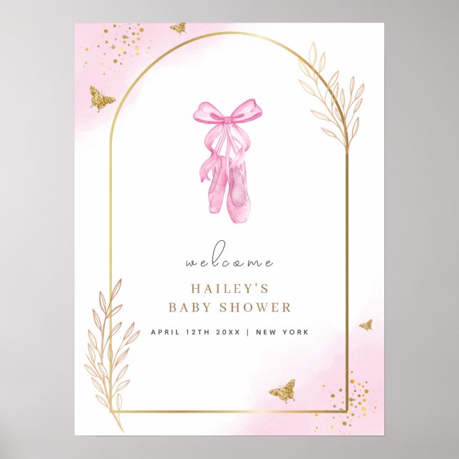 Affiche Baby shower d'accueil Sweet Elegant Arch Ballerina (Devant)