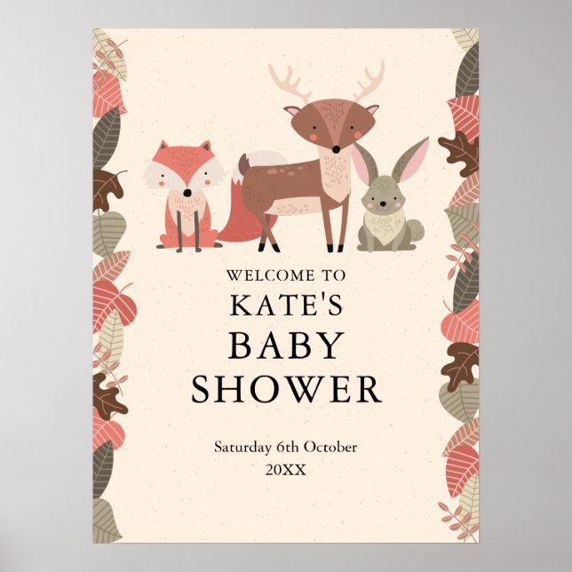 Affiche Baby shower d'Affiche de bienvenue des animaux de  (Devant)