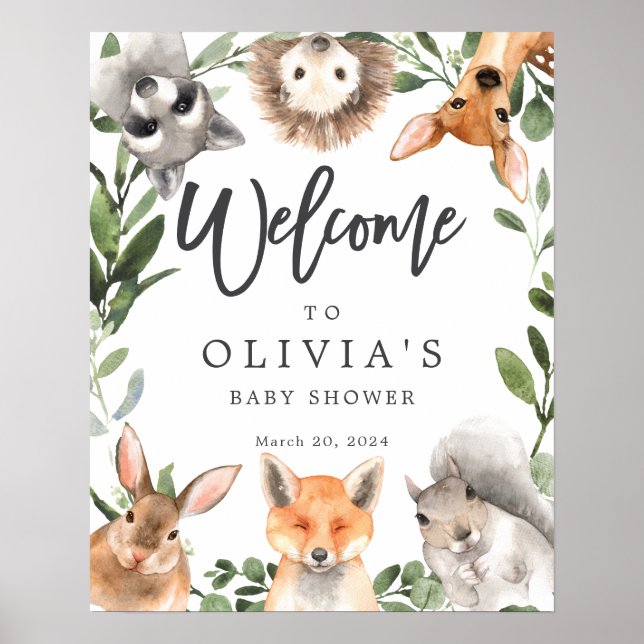 Affiche Baby shower d'Affiche de bienvenue des animaux de  (Devant)