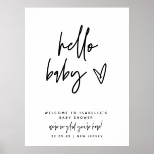Affiche Baby shower d'Affiche de bienvenue moderne Hello B