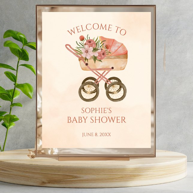 Affiche Baby shower d'Affiches de bienvenue florales pour  (Créateur téléchargé)