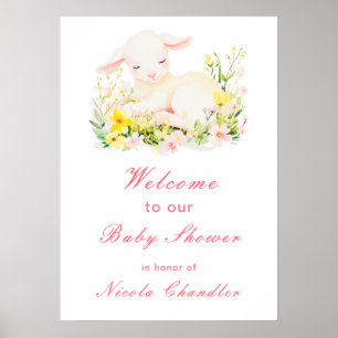Affiche Baby shower d'agneau de printemps