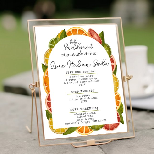 Affiche Baby shower d'agrumes coloré Signature Boisson Sig (Créateur téléchargé)