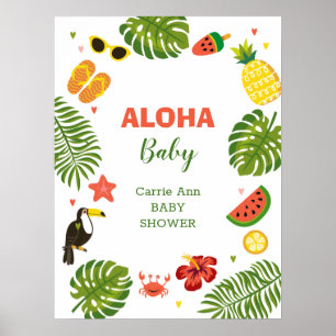 Affiche Baby shower d'Aloha hawaïen tropical