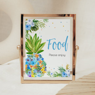 Affiche Baby shower d'ananas bleu floral
